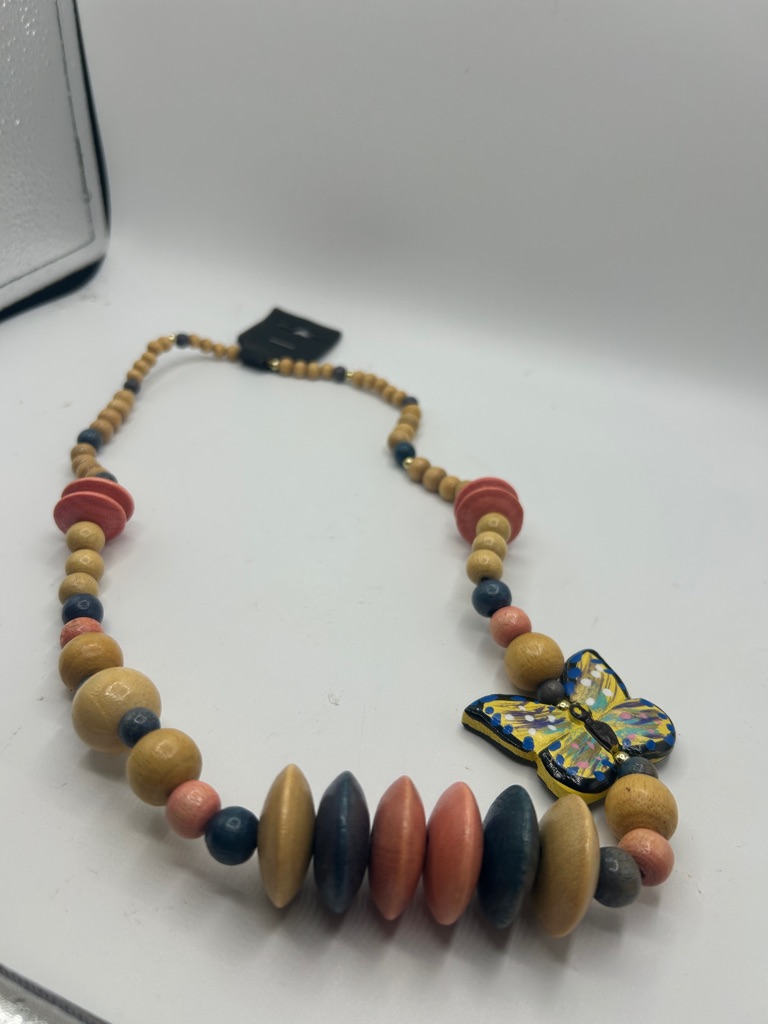 Handcrafted Multicolor Wooden Butterfly Necklace - Women Jewelry Necklaces